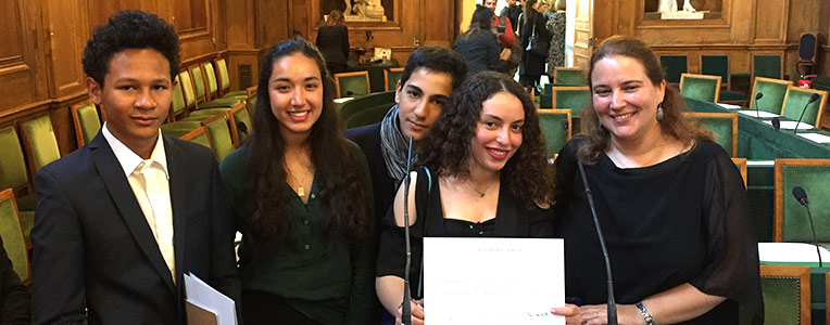 Raphaël, Zahra, Omar, Sofia et Claire Beaumont, Académie française, mars 2019